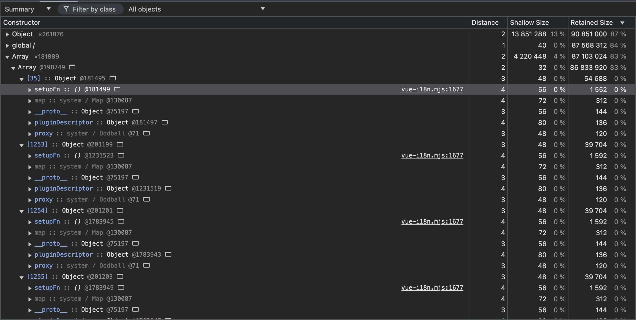 Show the i18n problem in the memory snapshot page of the Chrome Inspect.